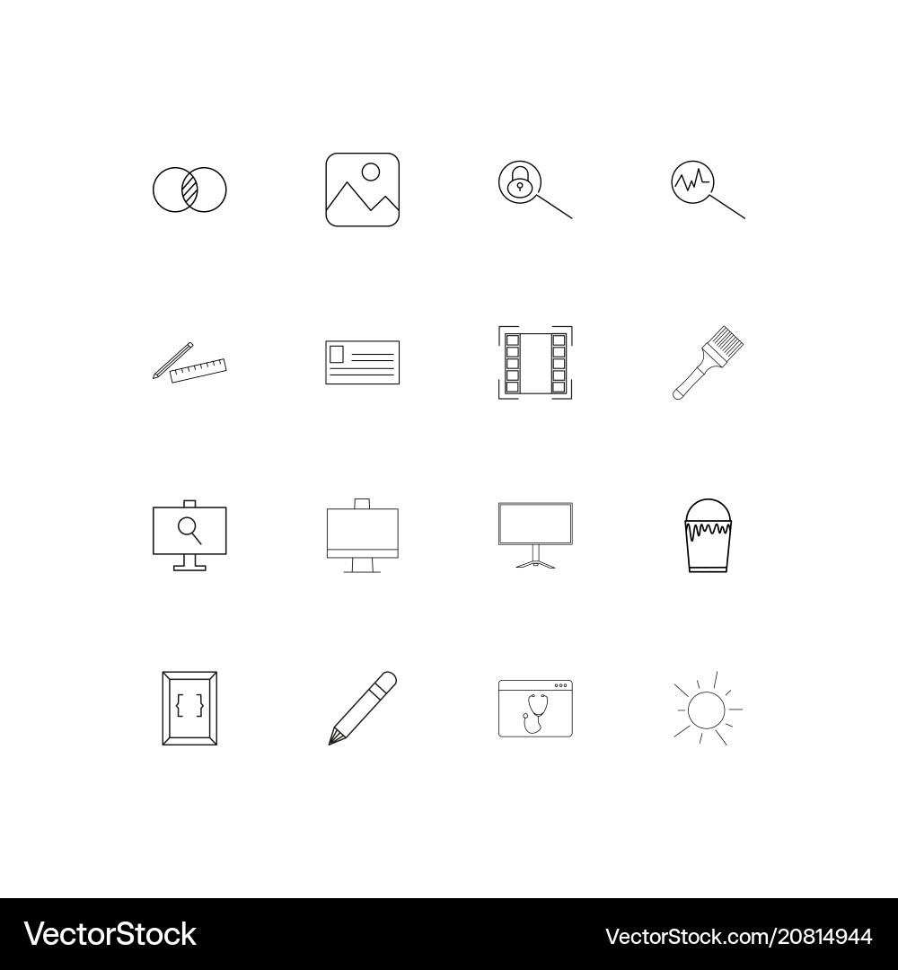 Creative process and design linear thin icons set vector image