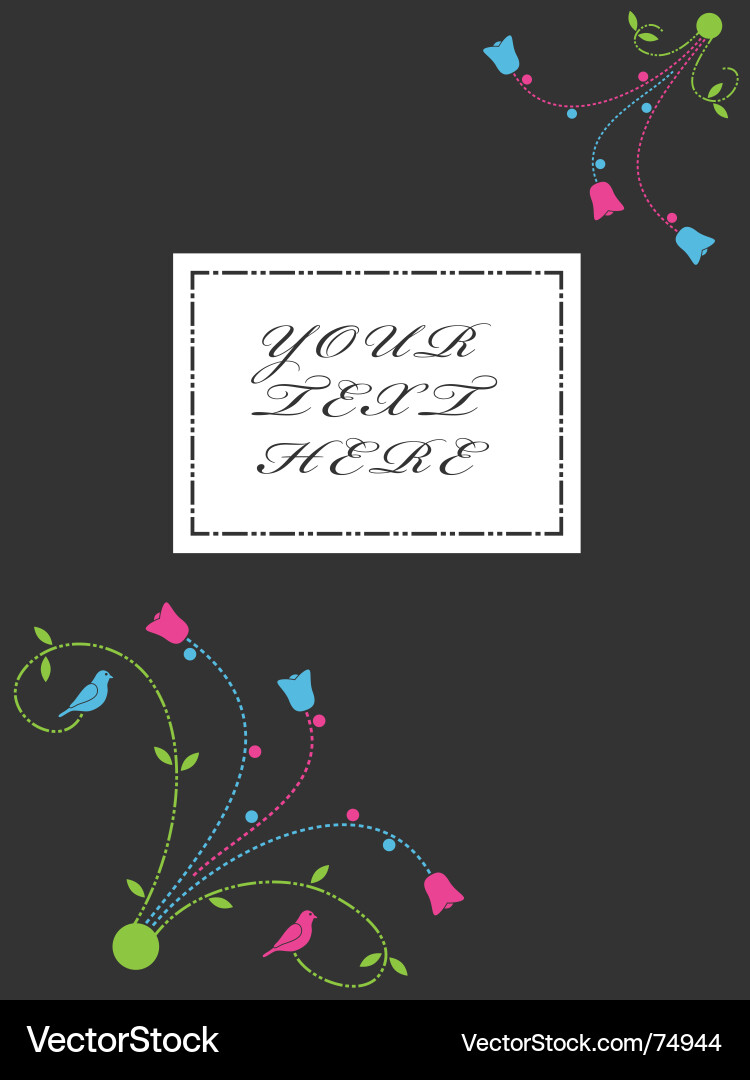 Floral Background with Birds and Text Vector Image
