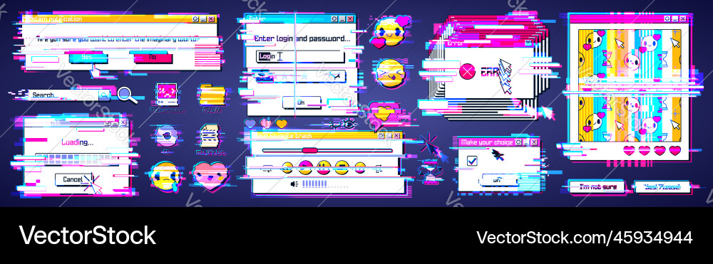 Glitch in retro computer system Glitch in retro computer system Vector Image