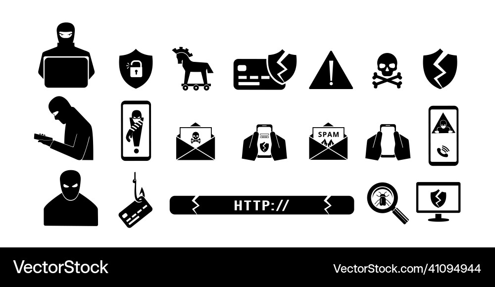 Hacker attacks spam call and fake website links Hacker attacks spam call and fake website links vector image