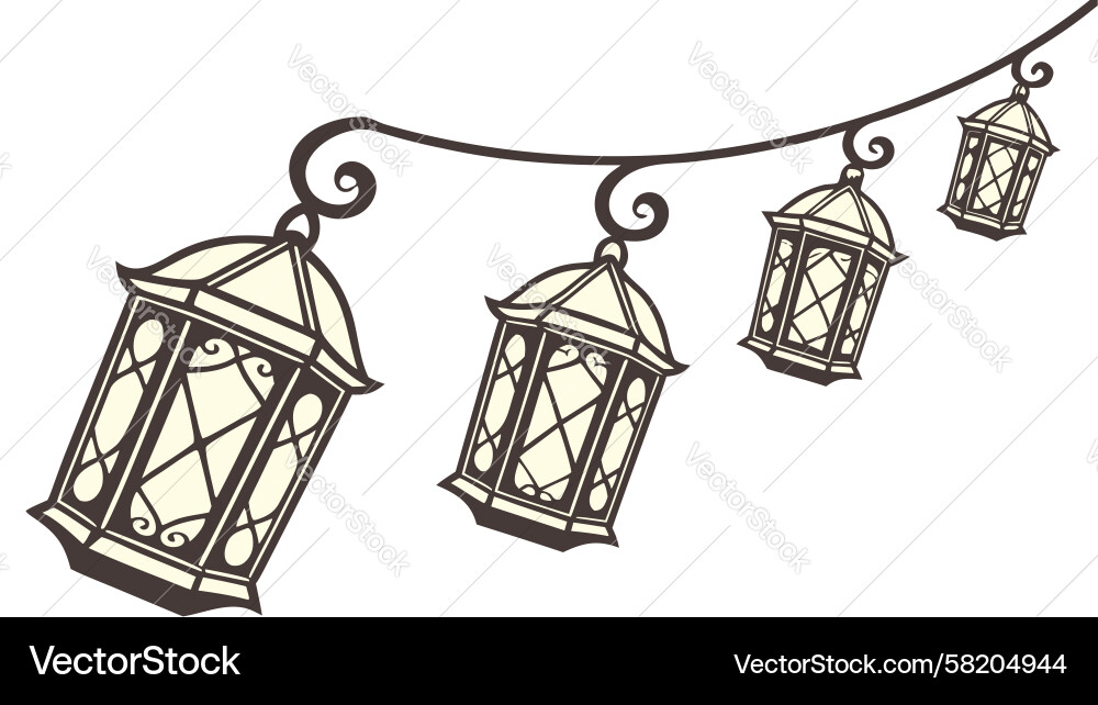 Hanging String of Lanterns Vector Image