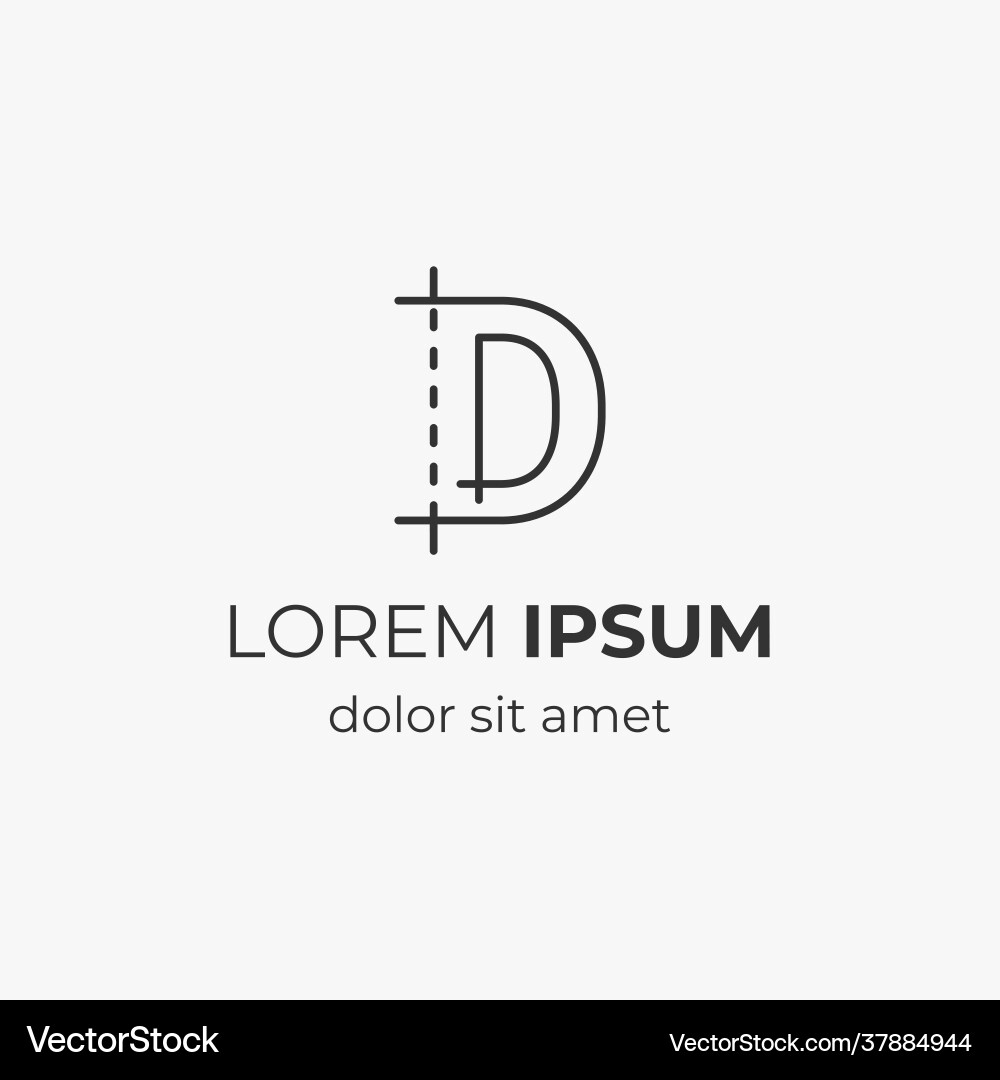 Initial letter d with architecture element Initial letter d with architecture element vector image