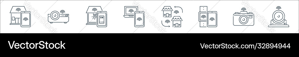 Internet things line icons linear set quality Vector Image