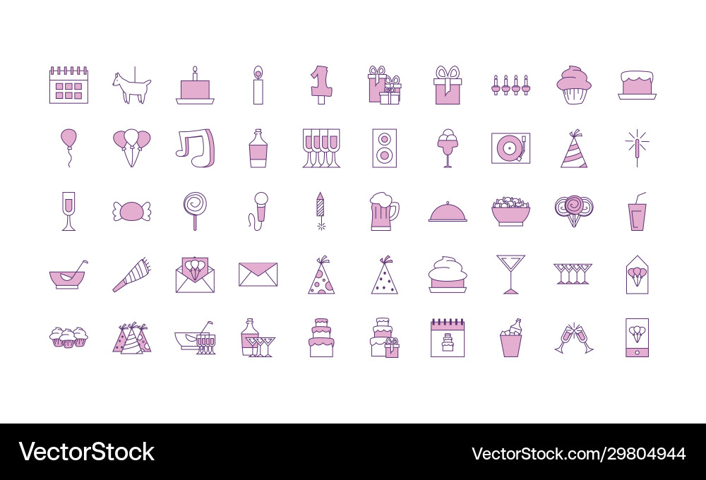 Isolated party line fill style icon set Vector Image