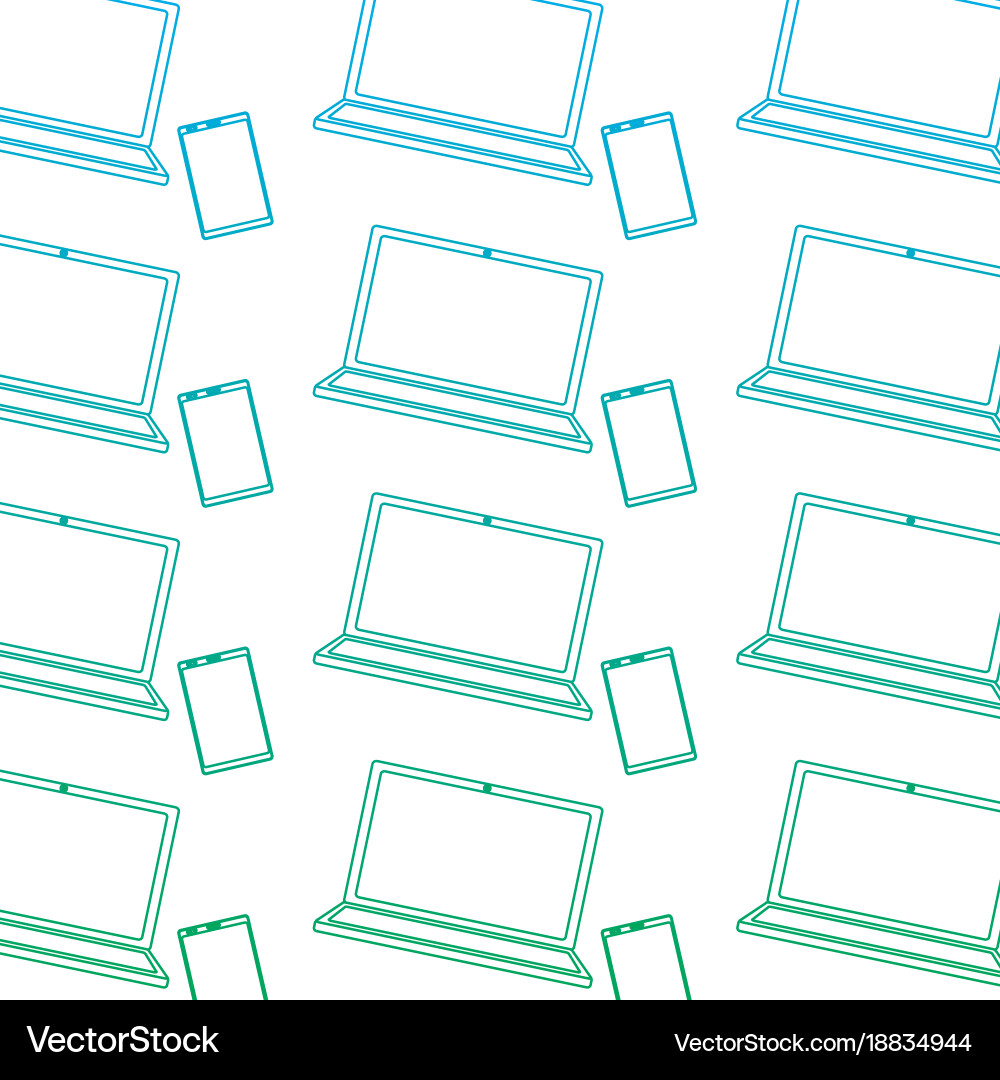 Laptop computer with smartphone pattern image vector image