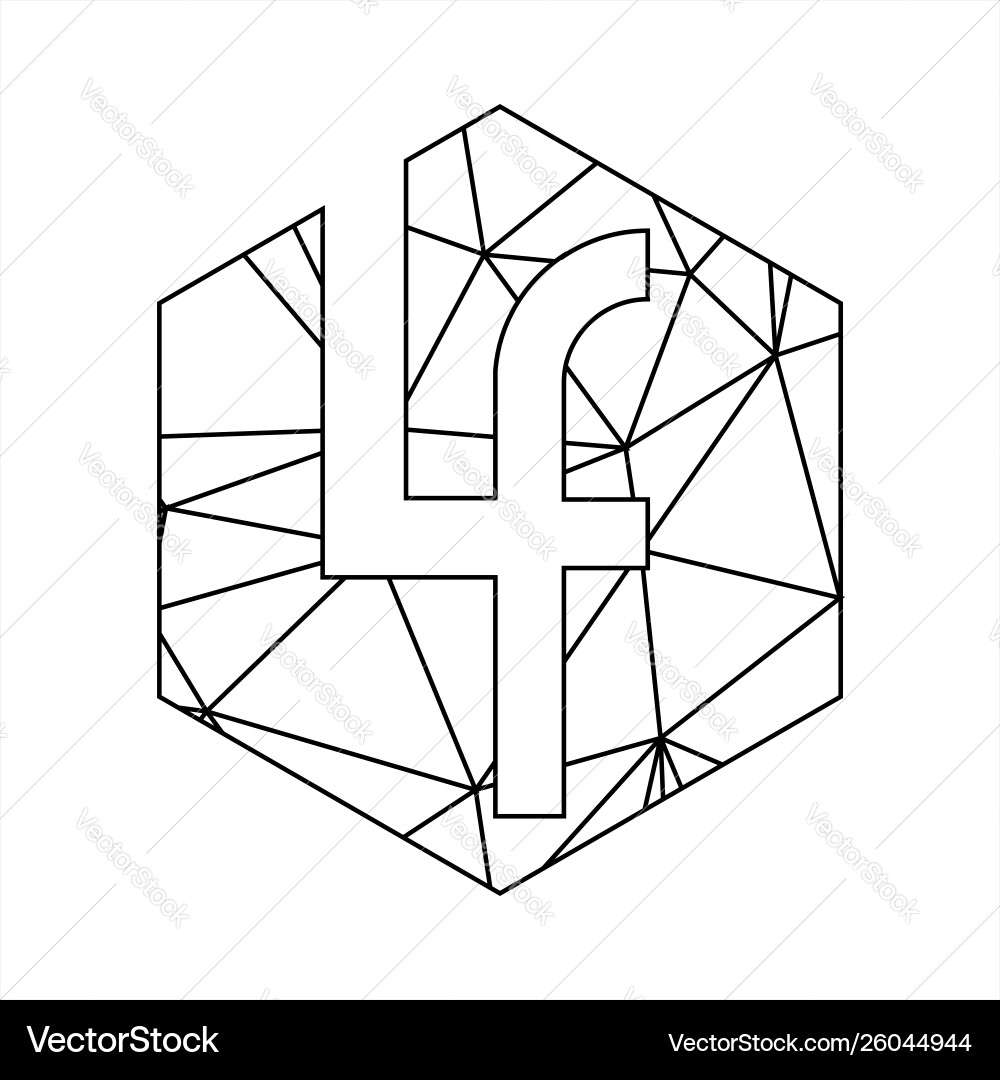 Lf geometric triangle block chain font Lf geometric triangle block chain font vector image
