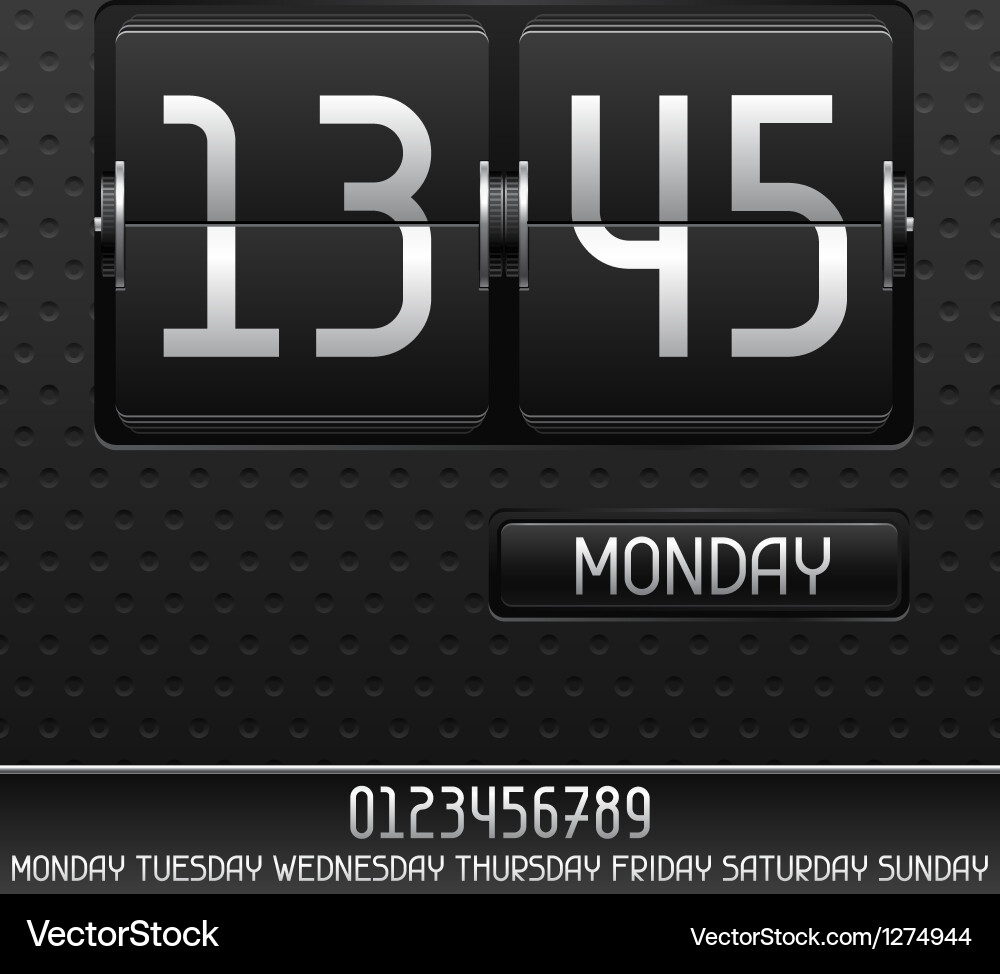 Mechanical Flip Clock with Date Display vector image