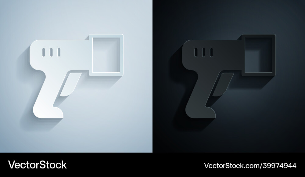 Paper cut scanner scanning bar code icon isolated Paper cut scanner scanning bar code icon isolated Vector Image