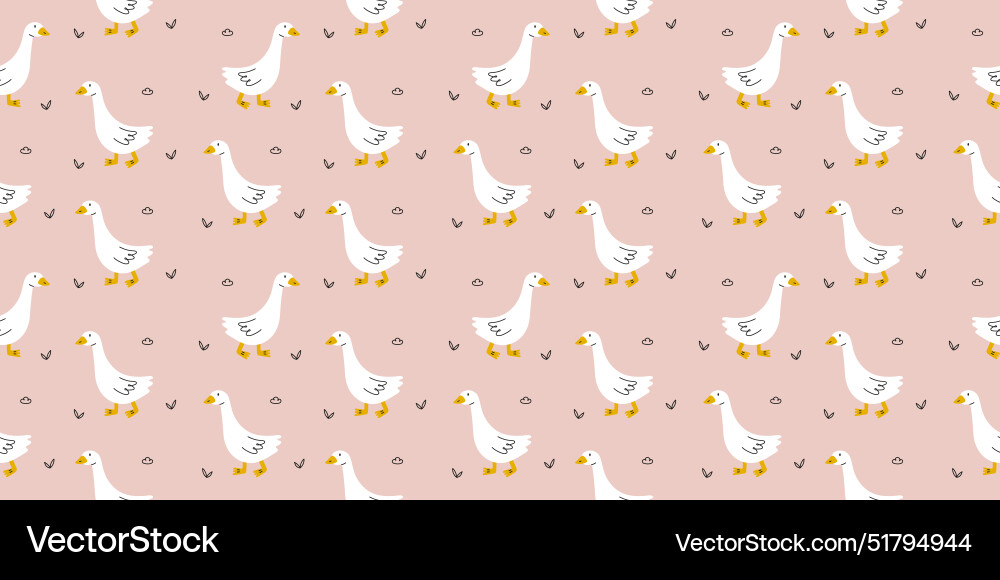 Seamless pattern with goose and doodle elements Seamless pattern with goose and doodle elements vector image