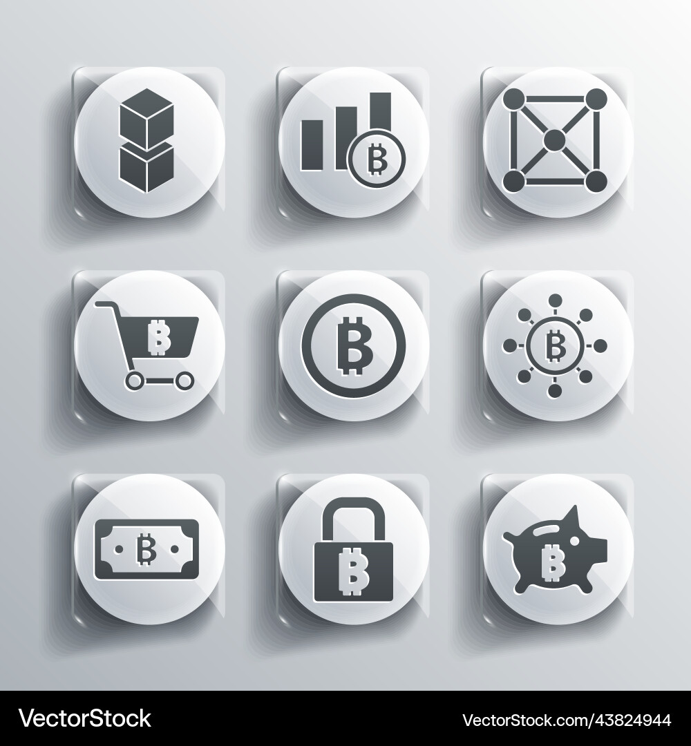 Set lock with bitcoin piggy bank blockchain Set lock with bitcoin piggy bank blockchain Vector Image