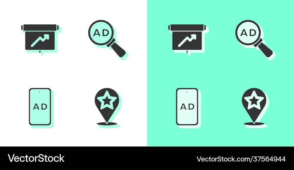 Set map pointer with star board graph chart Set map pointer with star board graph chart vector image