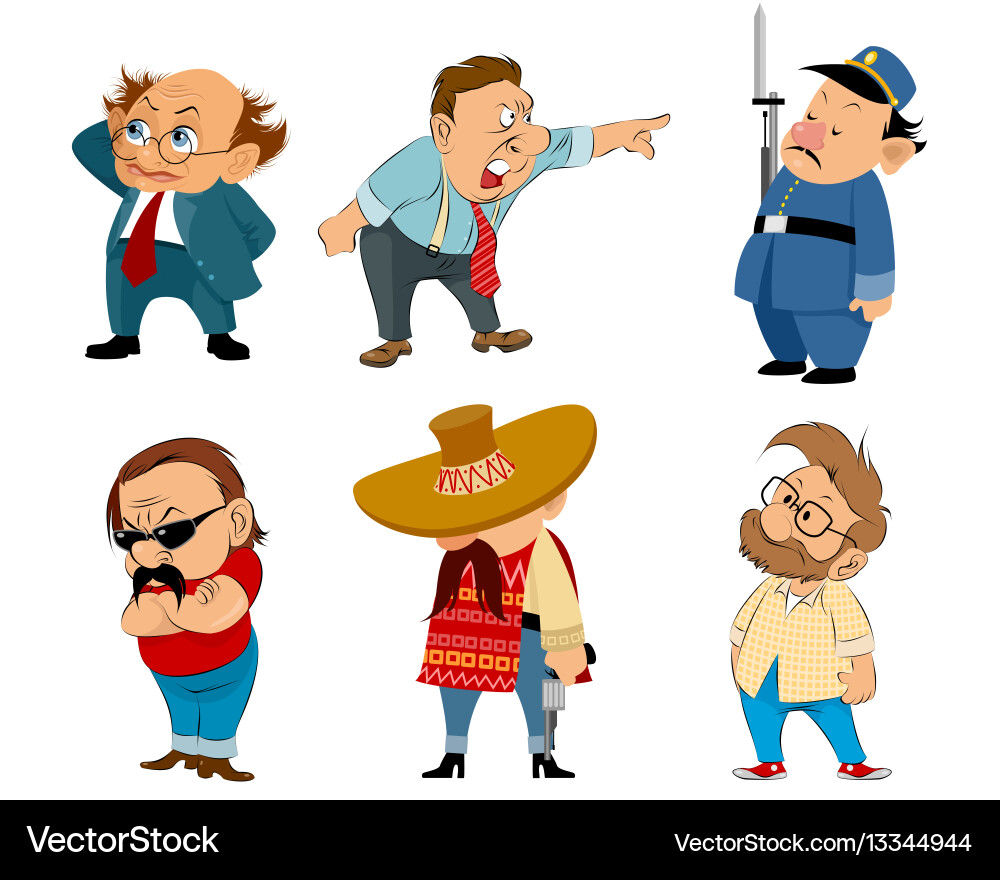 Six funny characters set Royalty Free Vector Image