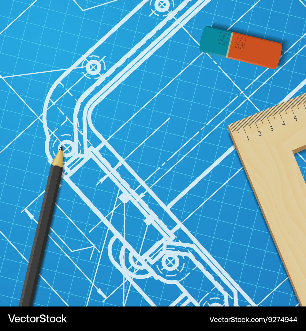 Technical blueprint of mechanism Vector Image