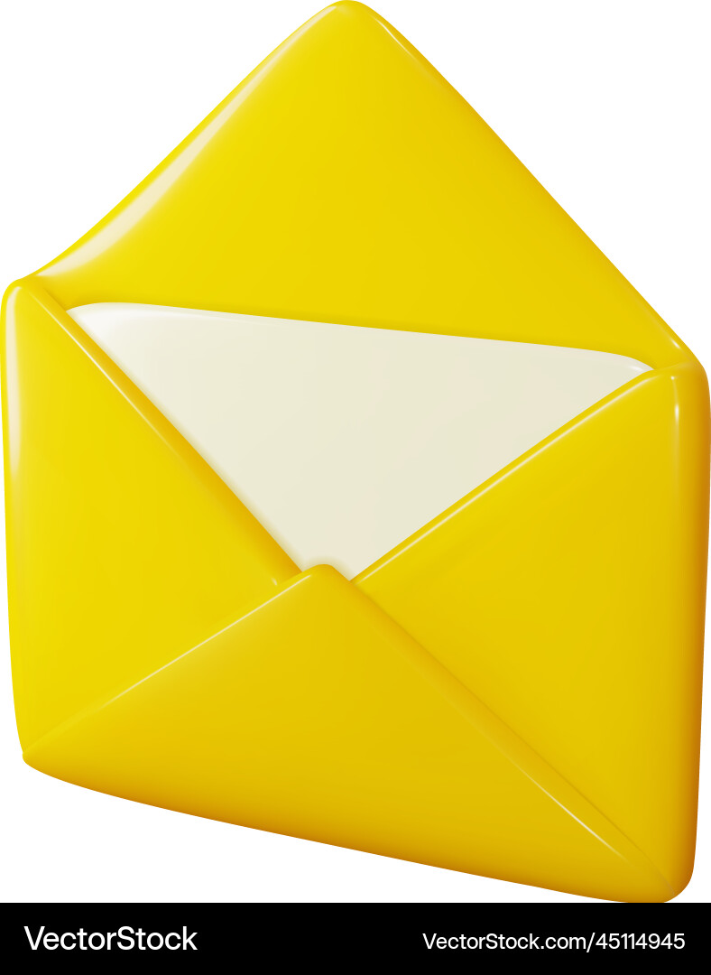3d open mail envelope with message letter Vector Image