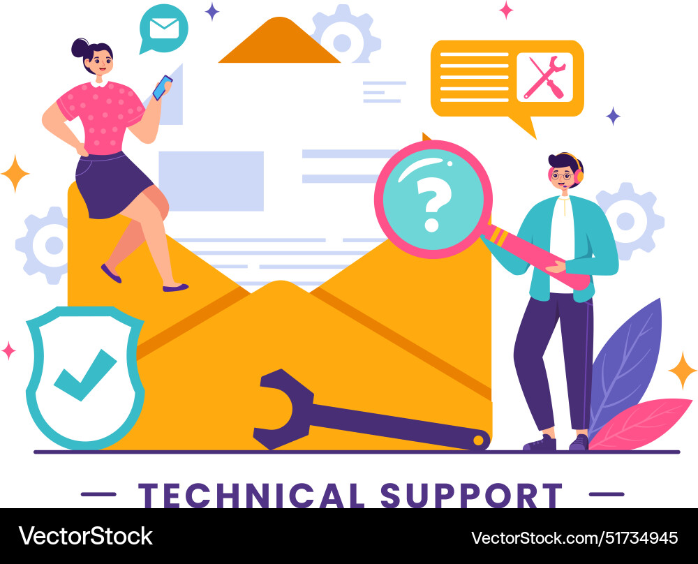 A technical support system featuring software vector image