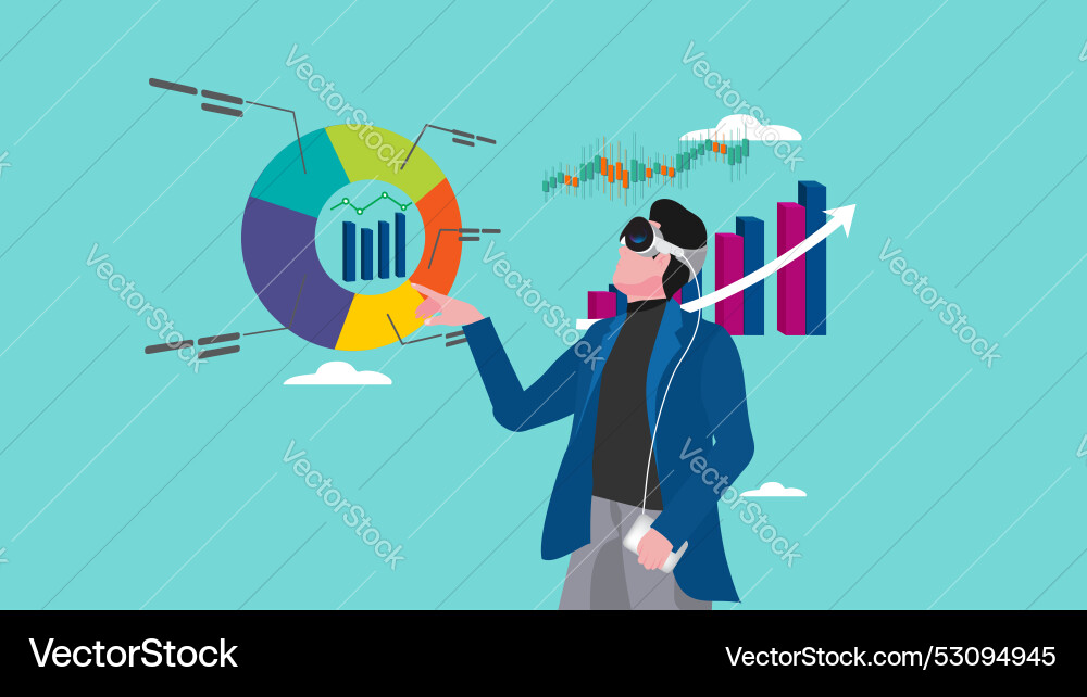 Analyze financial data using virtual reality Vector Image