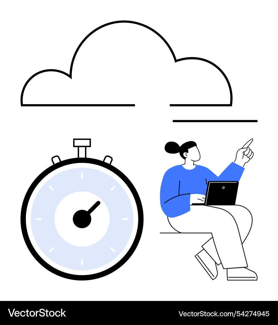 Cloud storage with time management and remote work Cloud storage with time management and remote work vector image