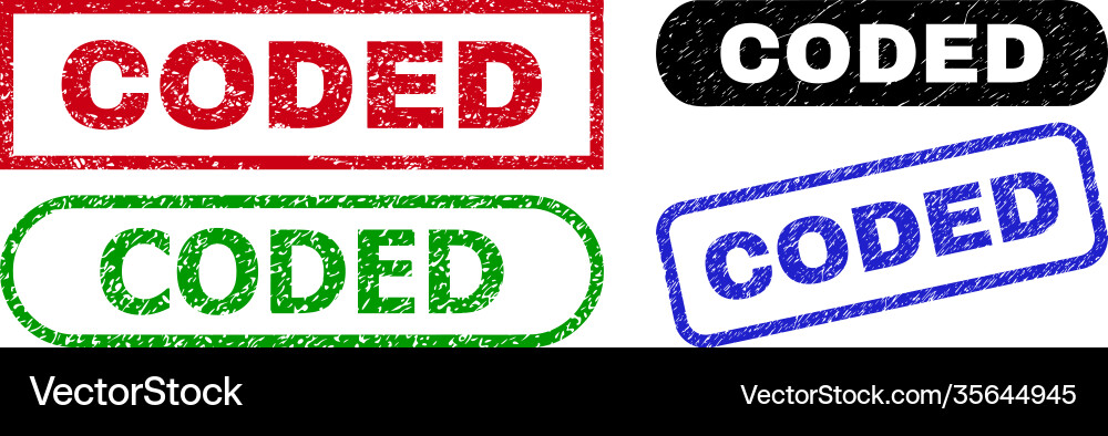 Coded rectangle stamp seals using grunged texture vector image