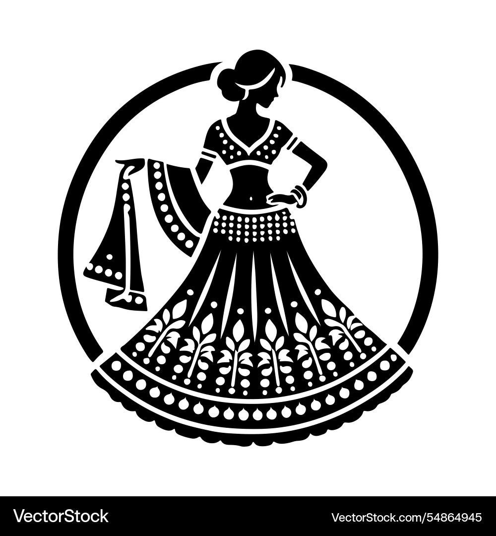 Damen lehenga silhouette ideal für Mode Damen lehenga silhouette ideal für Mode vektorbild