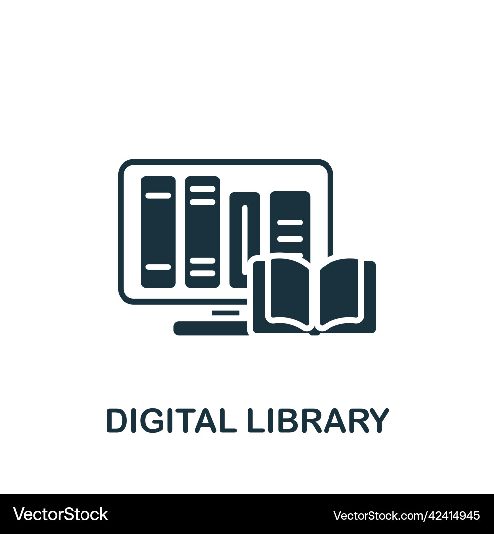 Digital library icon monochrome simple e-learning Vector Image