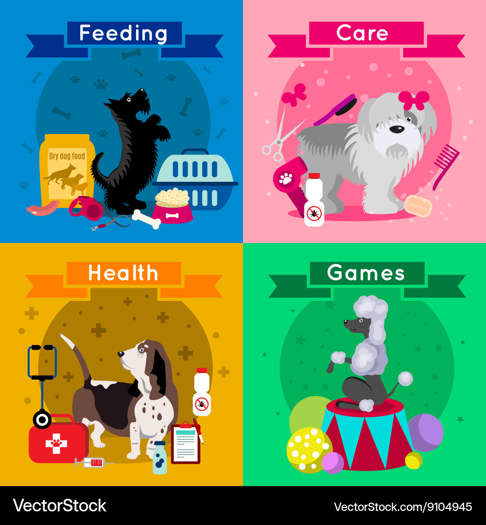 Dogs breed flat icon set Royalty Free Vector Image