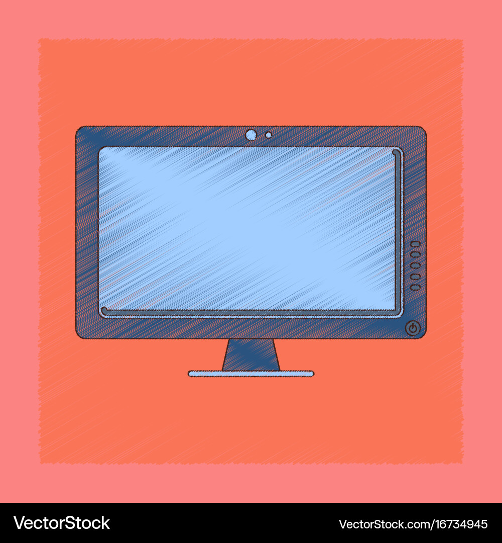 Flat shading style icon computer monitor vector image
