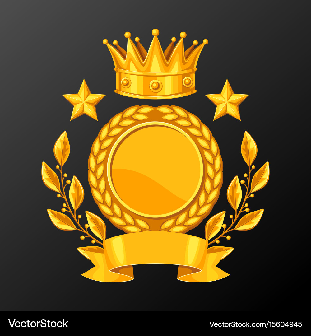 Golden Cup with Laurel Wreath Vector Image