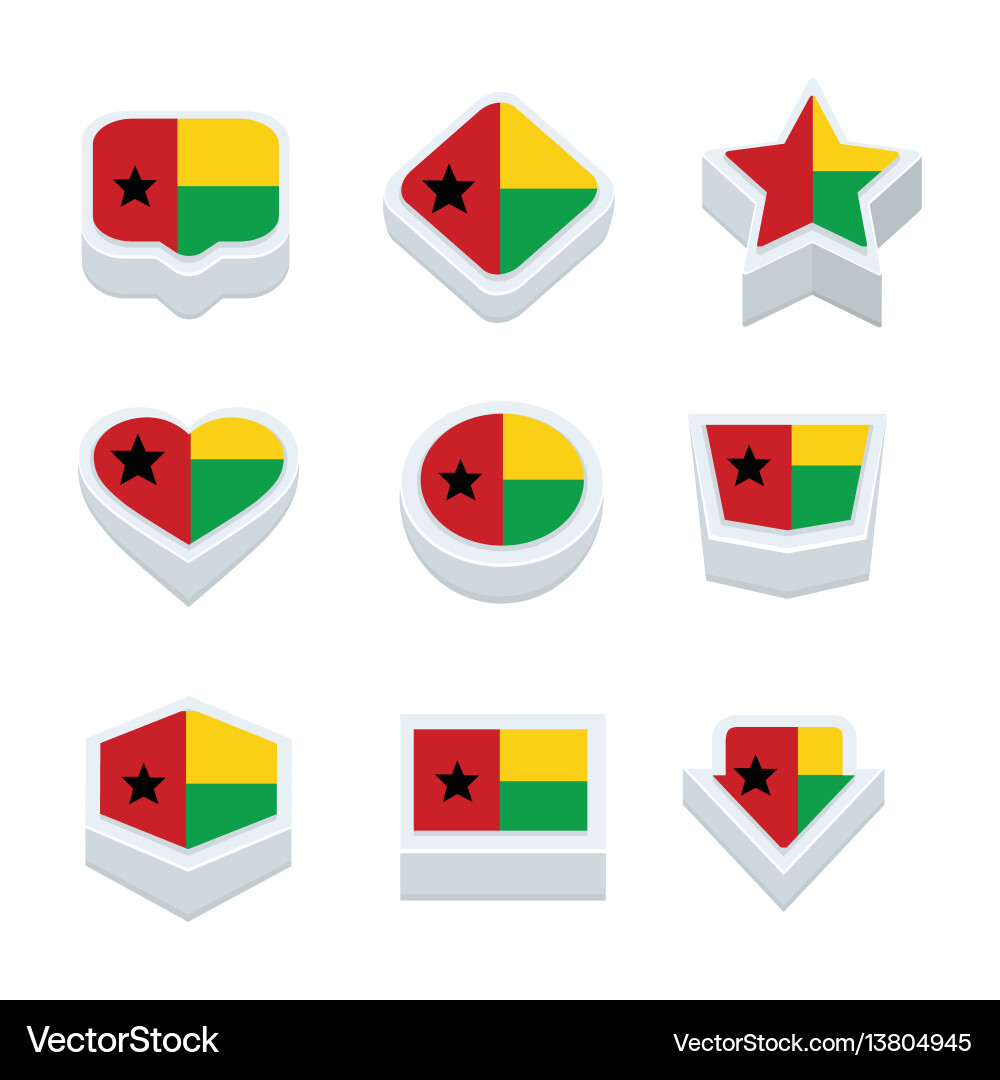 Guinea bissau flags icons and button set nine Vector Image
