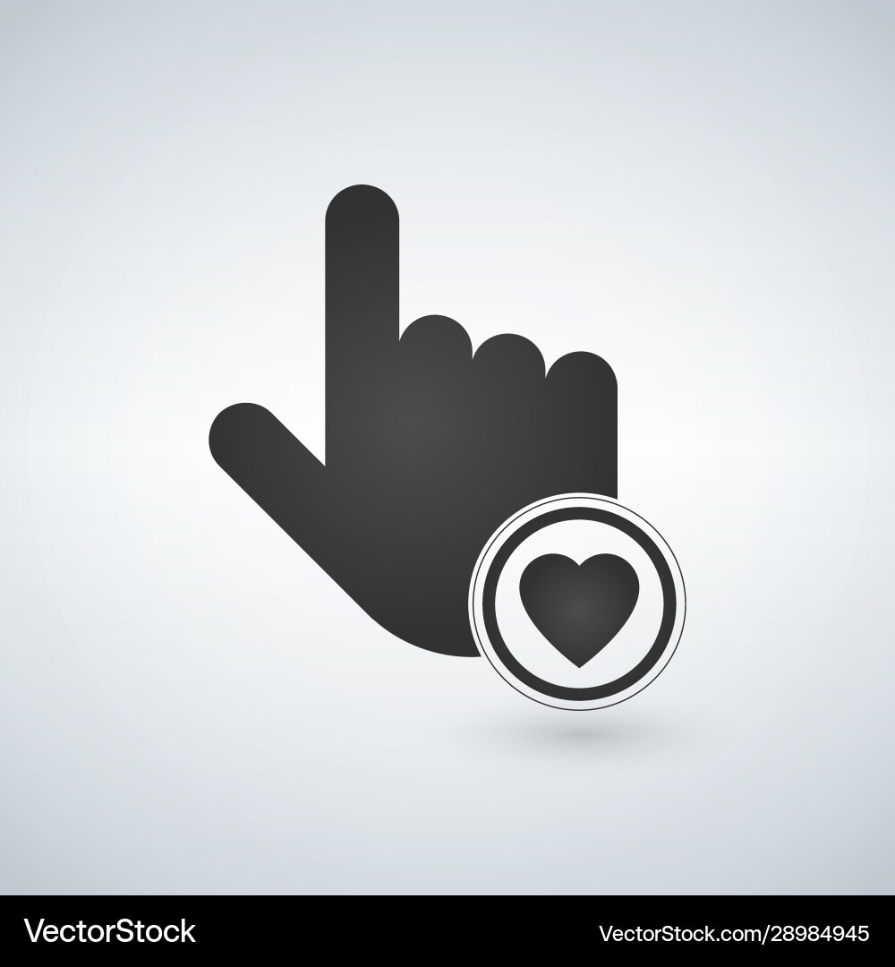 Hand mouse cursor icon with heart in circle vector image