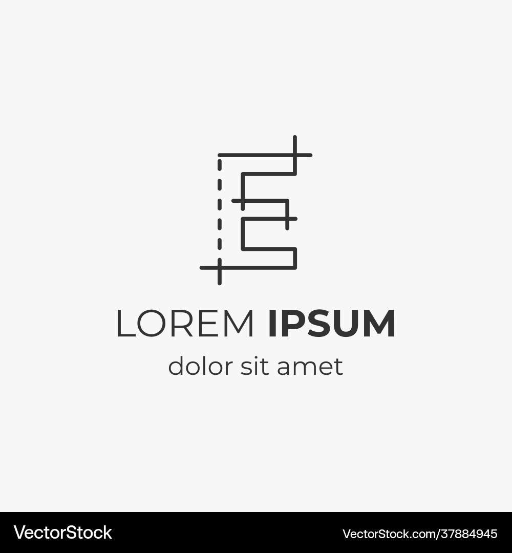 Initial letter e with architecture element Initial letter e with architecture element vector image