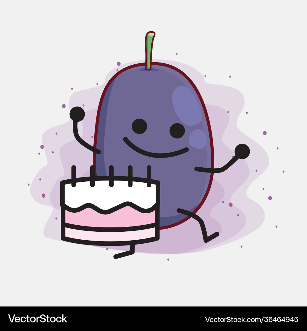 Java plum fruit cute character with simple face vector image