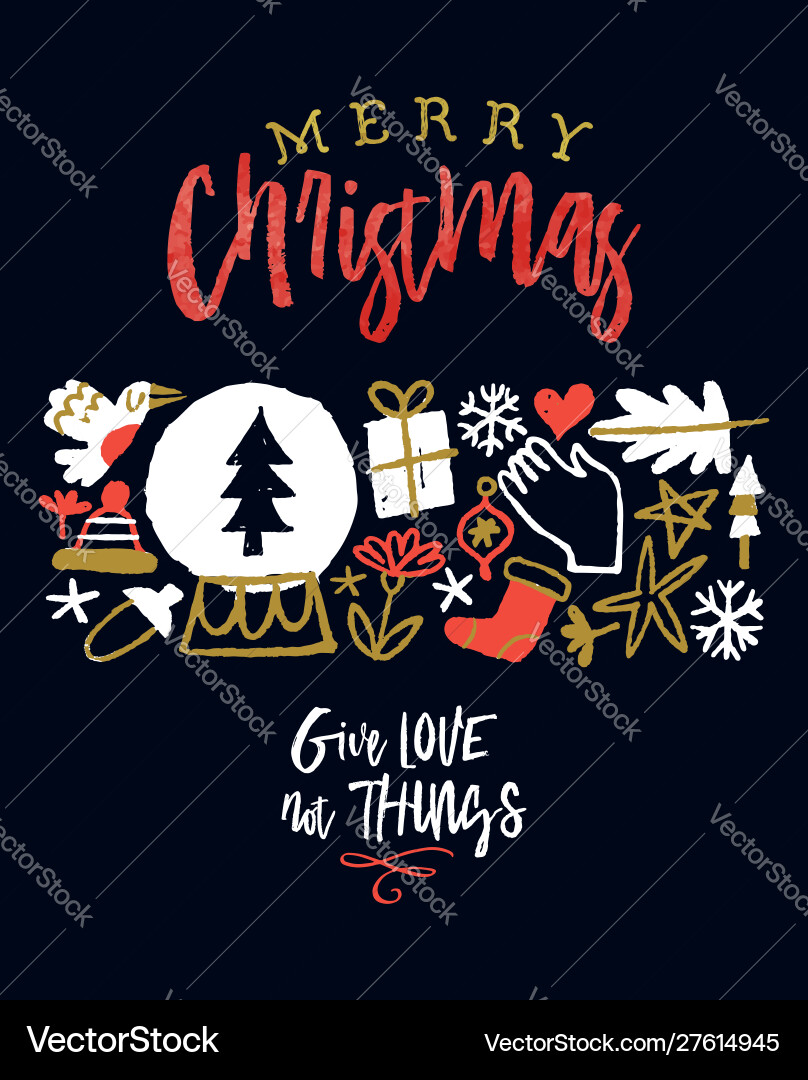 Merry christmas greeting card holiday doodle Merry christmas greeting card holiday doodle vector image