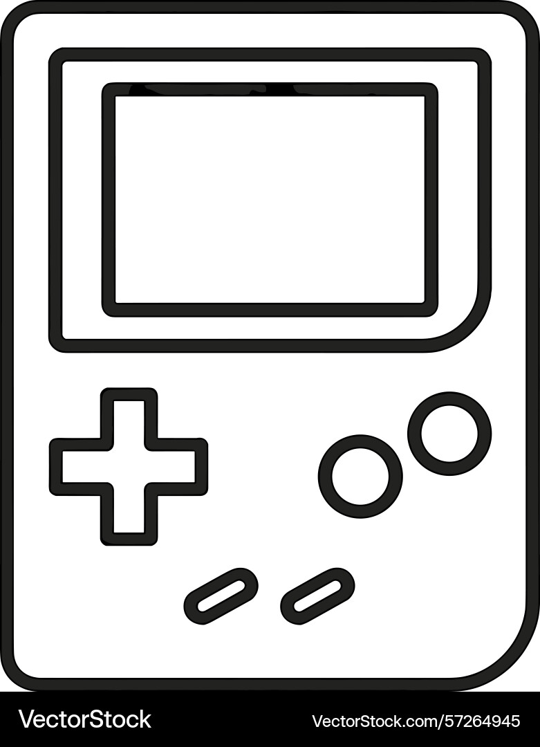 Retro handheld gaming device displayed on a simple Retro handheld gaming device displayed on a simple vector image