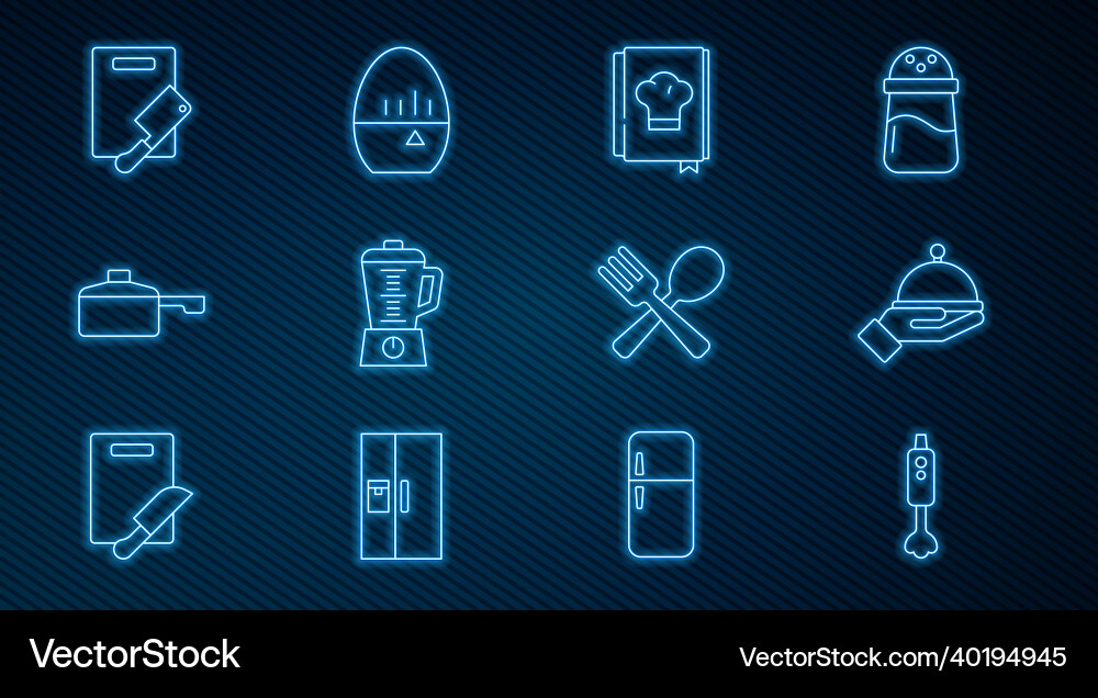 Set line blender covered with tray cookbook Set line blender covered with tray cookbook Vector Image