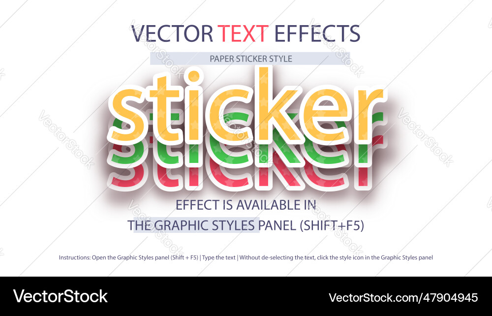 Stickers - editable text effect font style vector image