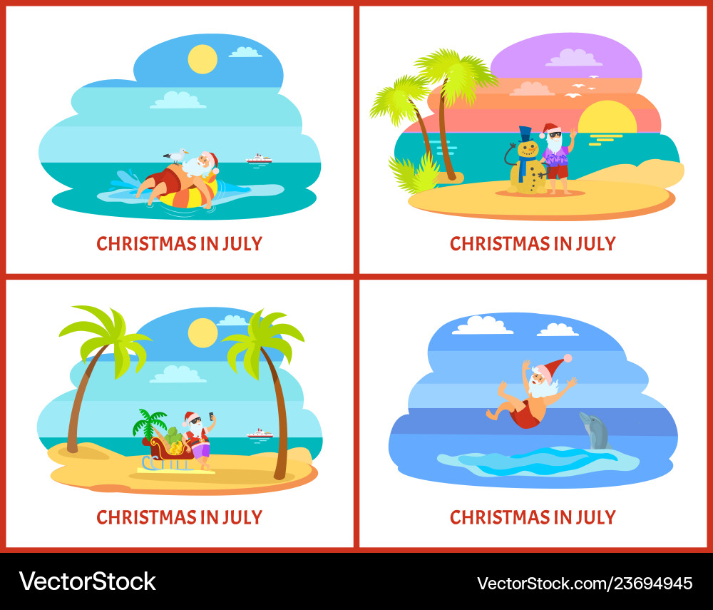 Summer Santa Vacation Vector Image