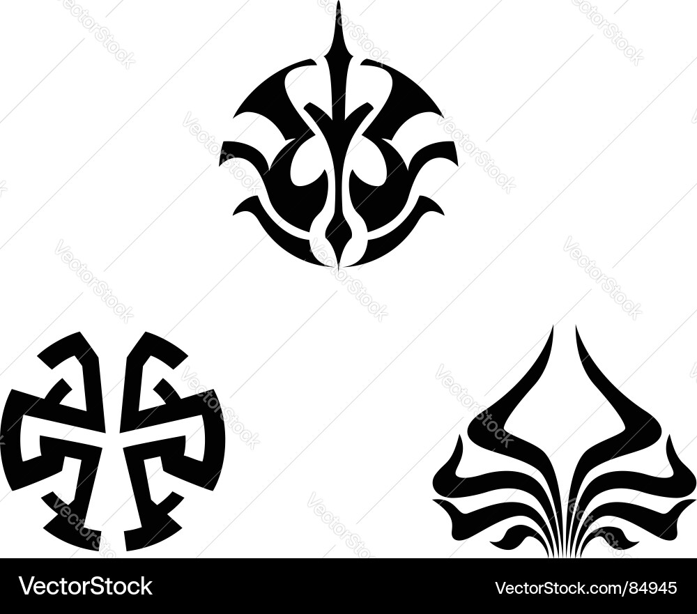 Tribal Tattoos - Ornamental Motifs Vector Image