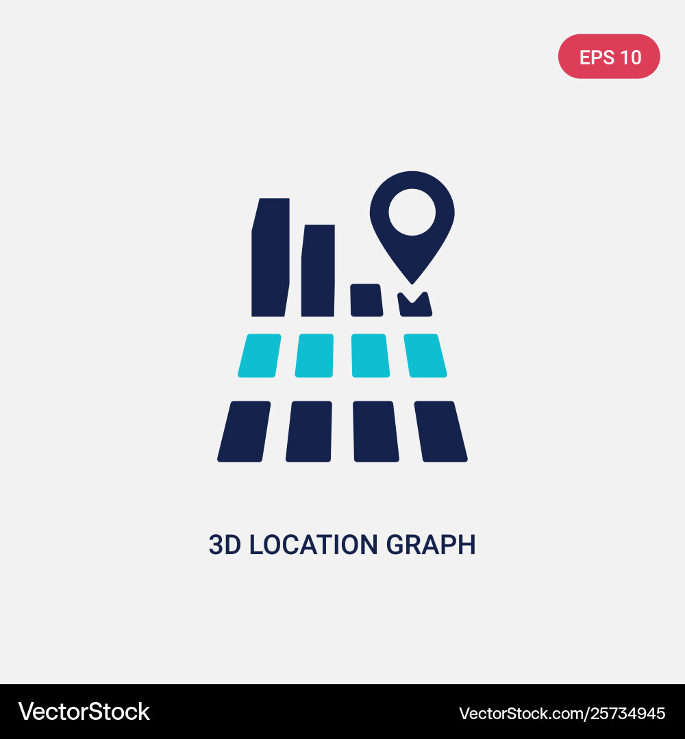 Two color 3d location graph icon from business Two color 3d location graph icon from business vector image