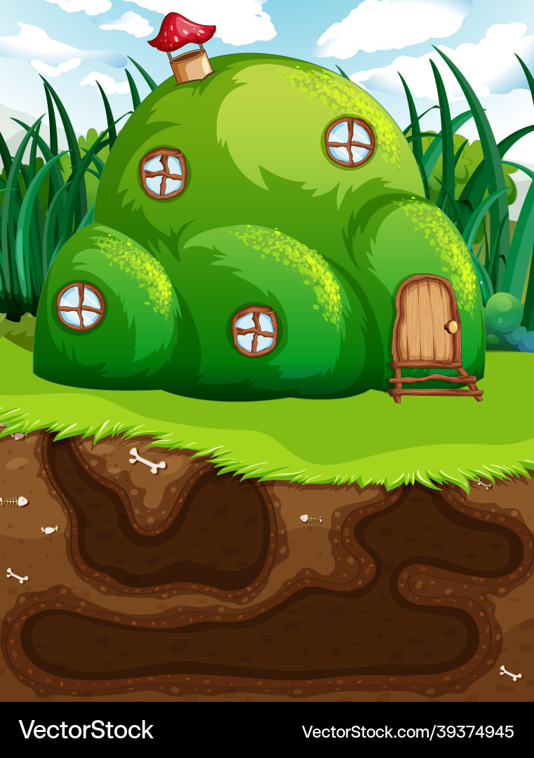 Underground animal hole with ground surface Underground animal hole with ground surface vector image