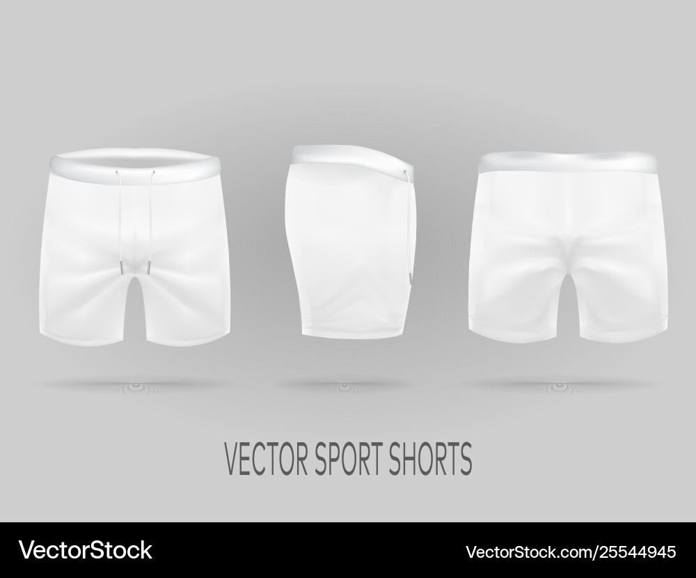 White shorts with ffront back and side views White shorts with ffront back and side views vector image