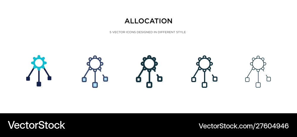 Allocation icon in different style two colored vector image