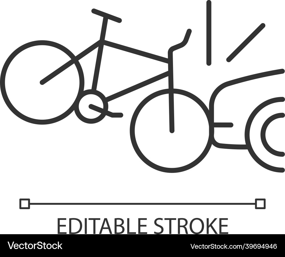 Car collision with cyclist linear icon Vector Image