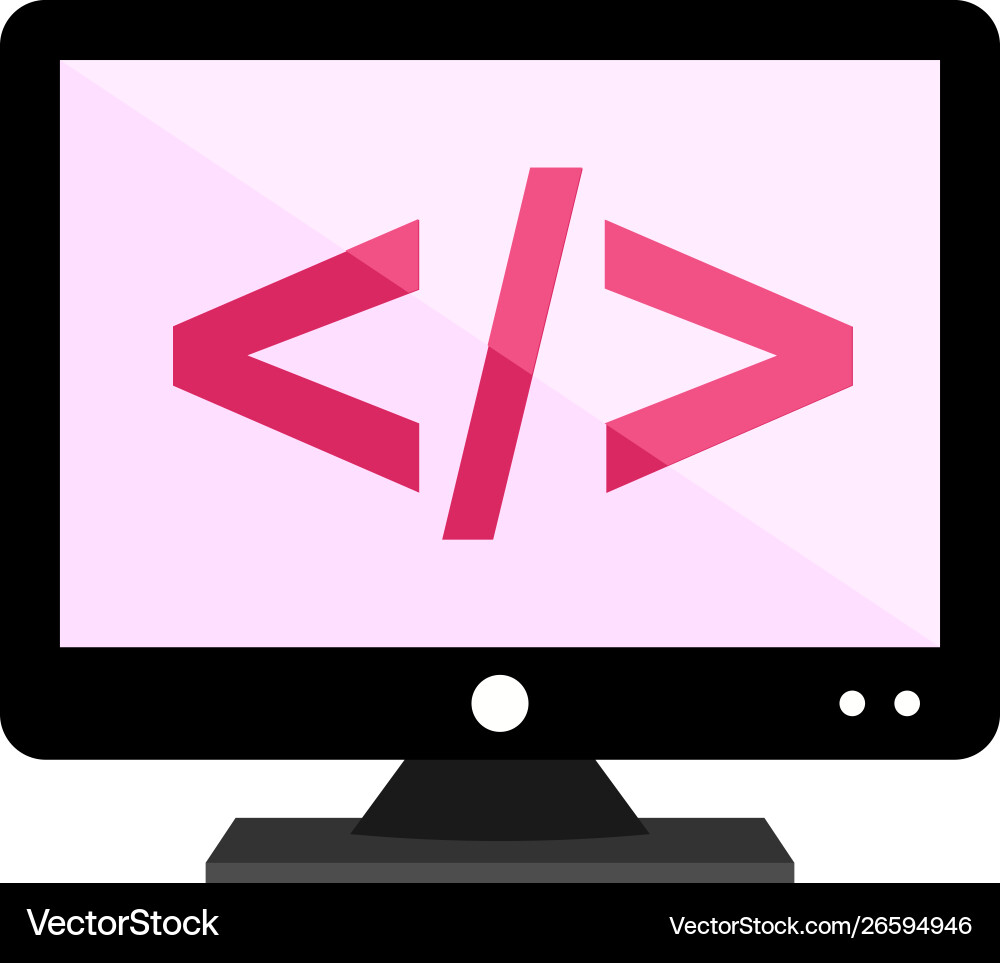 Coding on screen flat multi color Vector Image