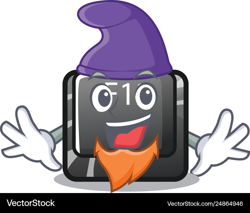 Elf button f12 on a keyboard mascot Elf button f12 on a keyboard mascot Vector Image