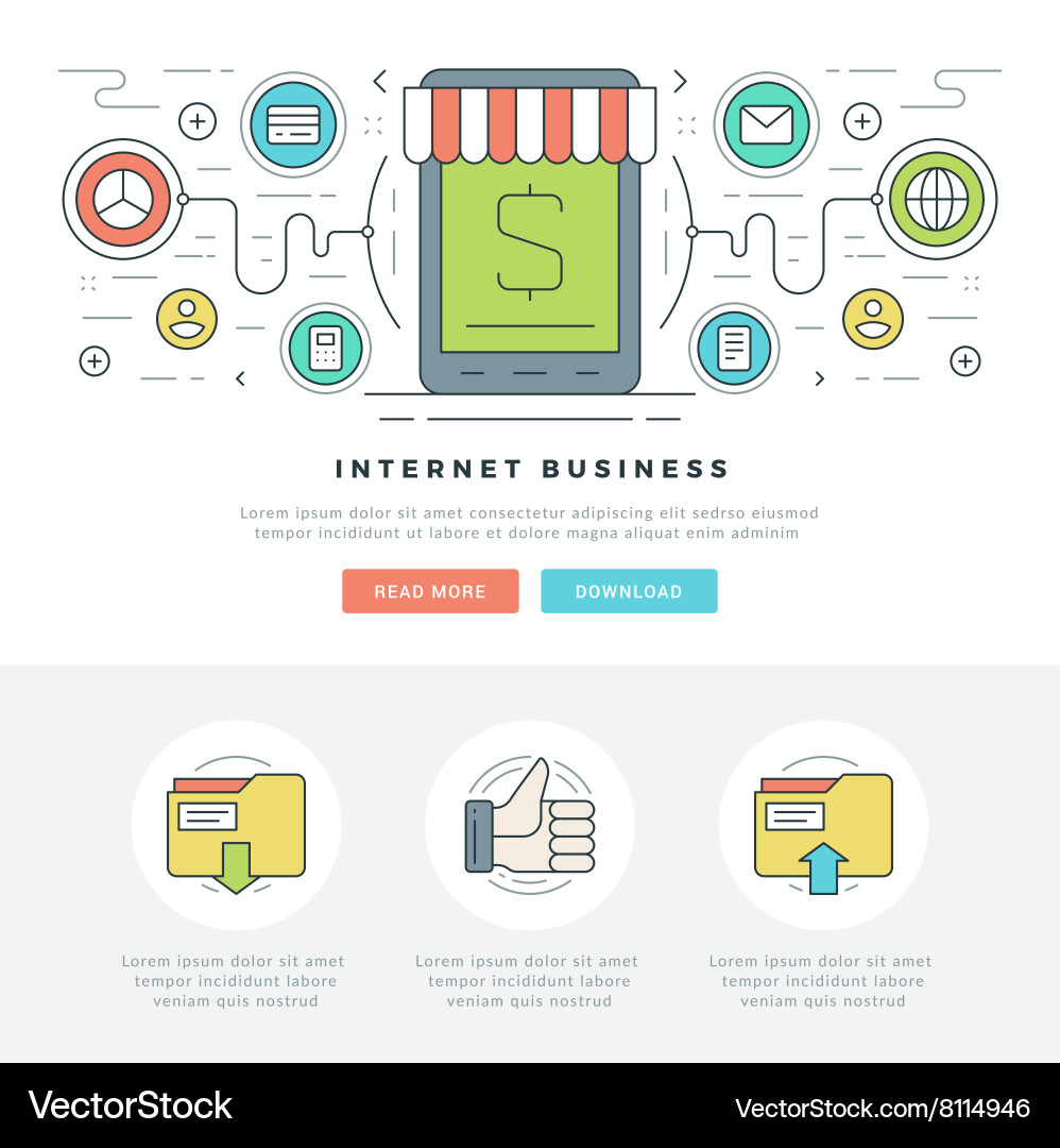 Flat line business concept web site header Vector Image