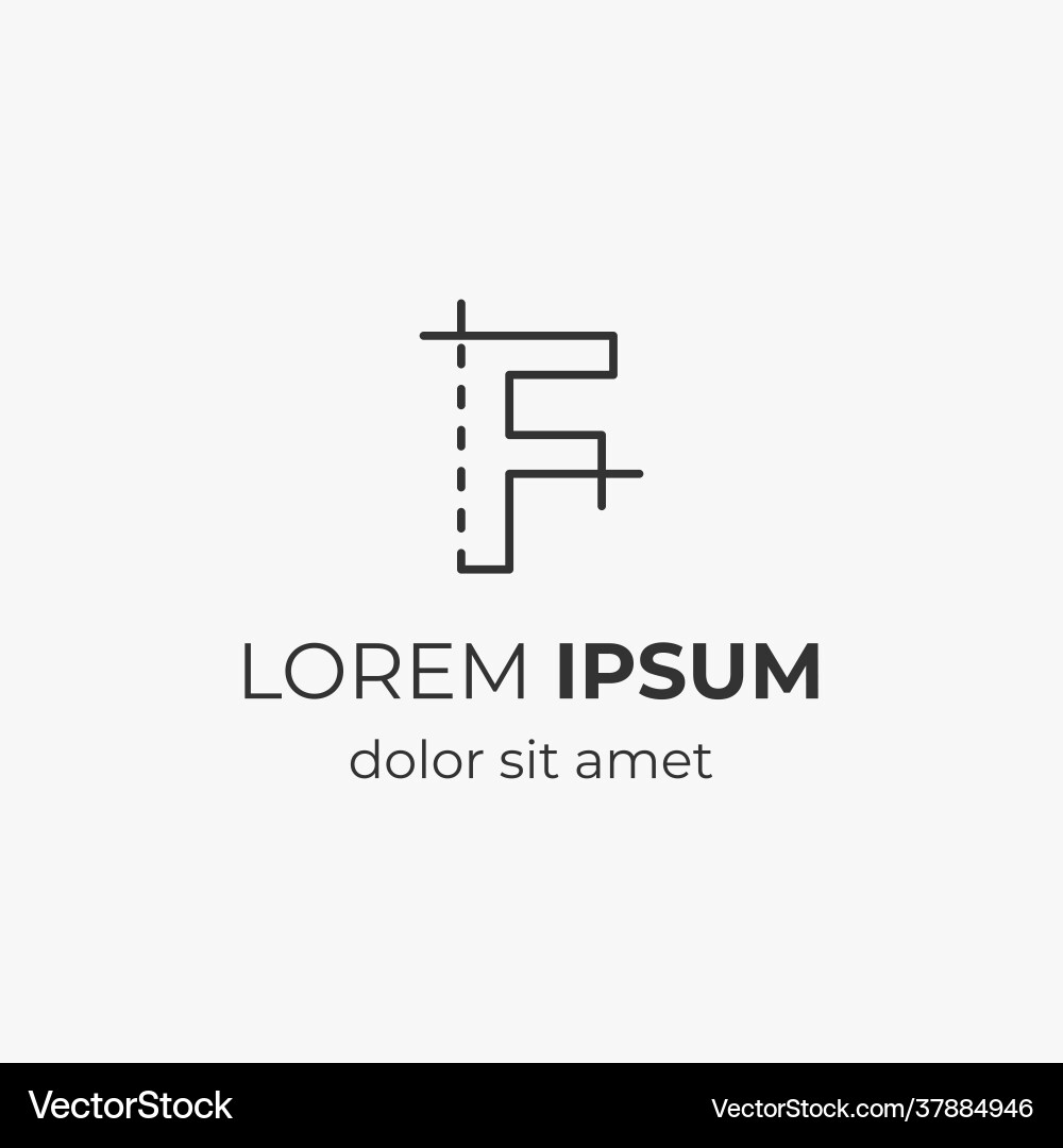 Initial letter f with architecture element Initial letter f with architecture element vector image
