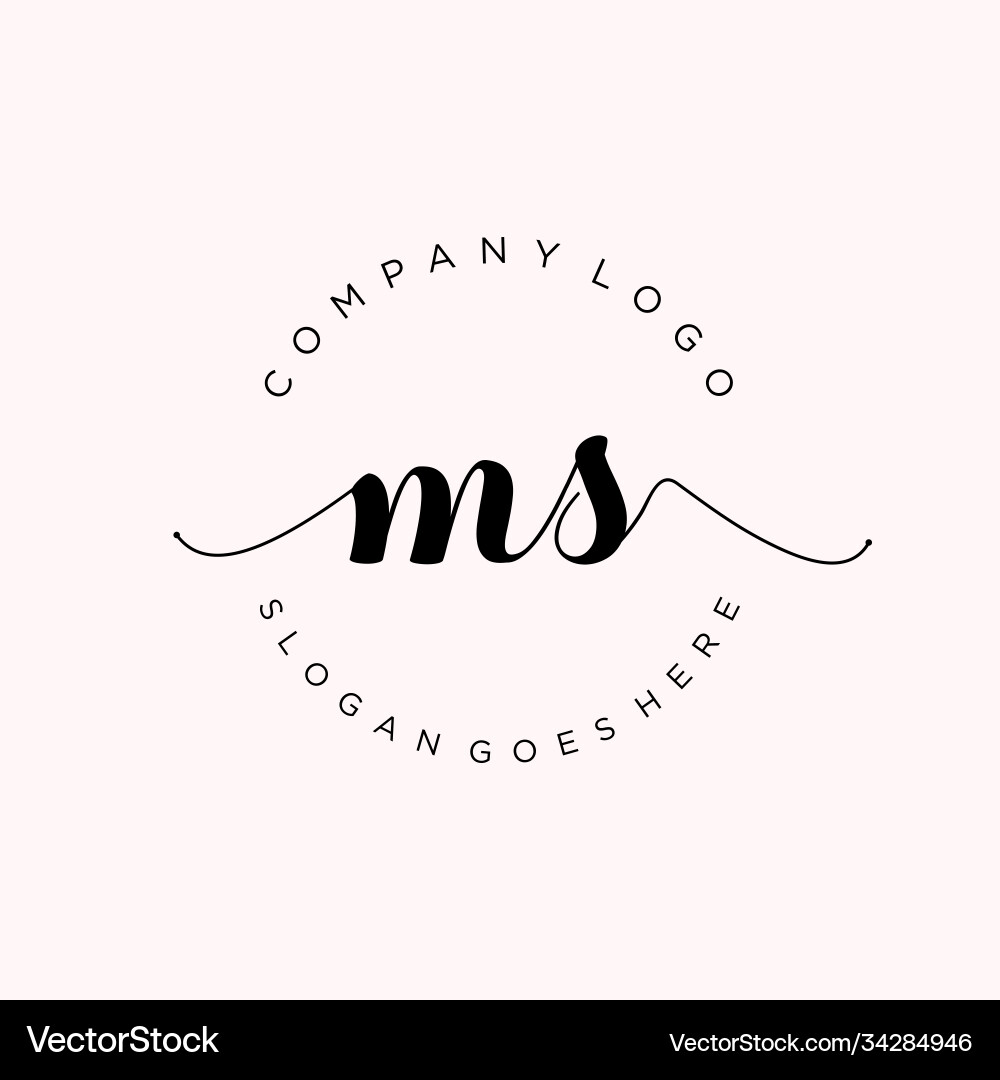 Initial ms handwriting logo with circle template Vector Image