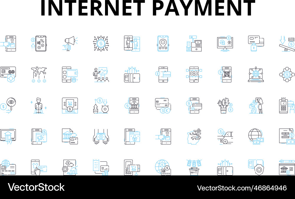 Internet payment linear icons set e-wallet Internet payment linear icons set e-wallet vector image