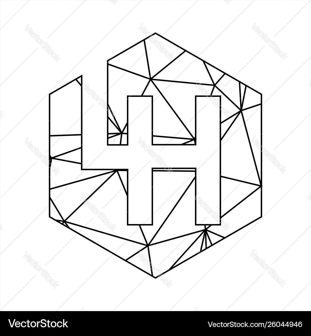 Lh geometric triangle block chain font Vector Image