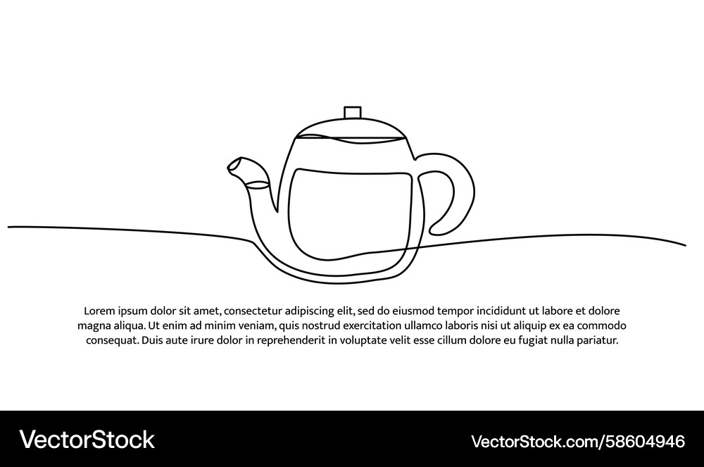 One line of teapot abstract minimal continuous One line of teapot abstract minimal continuous Vector Image